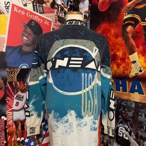 Vintage 1992 O'Neal‎ USA Motocross ATV Long Sleeve Shirt All Over Print Sz Large